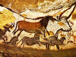Detalle de las pinturas de Lascaux: caballos y toros