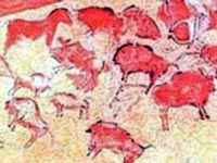 Pinturas de bisontes, combinaciones de rojo y ocre