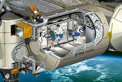 Ilustraci�n del Columbus cuando est� acomplado a la Estaci�n Internacional y se encuentre en operaci�n. Foto: Agencia Espacial Europea