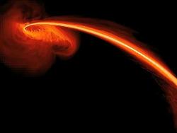 Simulación de la llamarada de un agujero negro