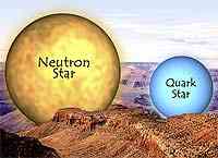 Una estrella de neutrones y una de quarks, ambas cabrían dentro del Grn Cañón del Colorado. Illustración: CXC/D. Berry