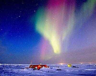 Aurora boreal en el polo norte
