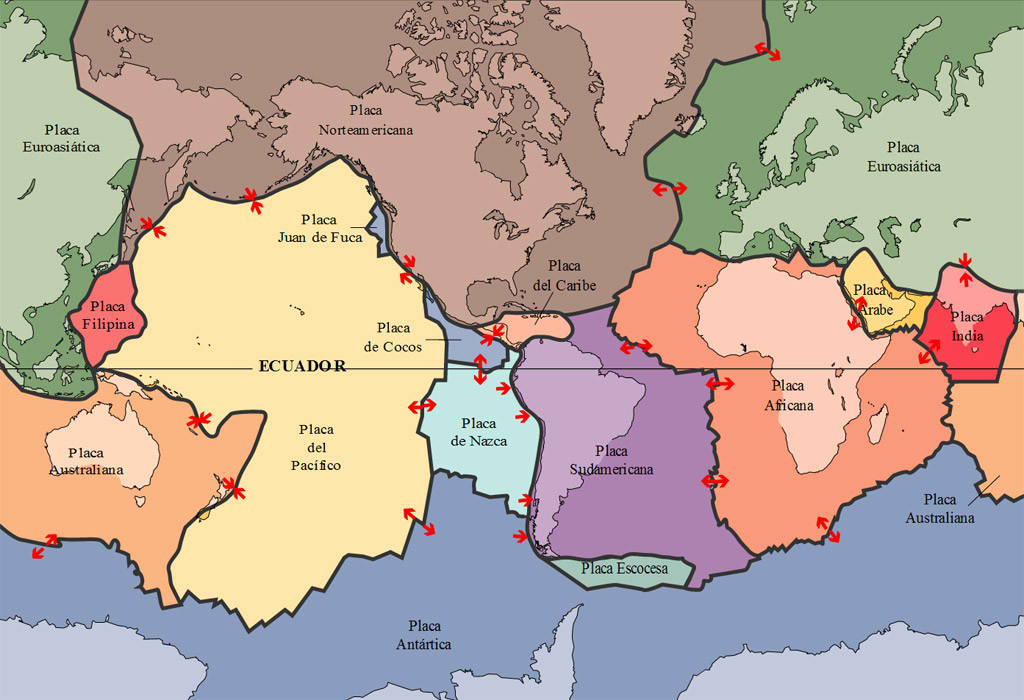 Placas tect�nicas de nuestro planeta, se originan en la convecci�n del manto terrestre y originan grande formaciones geol�gicas as� como terremotos y volcanes