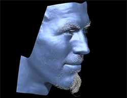 Rostro 3D con vello facial modelado