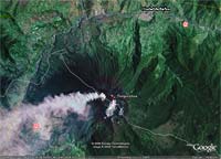 Volcán Tungurahua visto en Google Earth