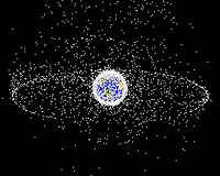 Basura espacial en órbita, gráfico generado a partir de los datos obtenidos por la NASA Orbital Debris Program Office
