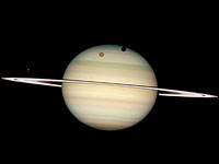 Saturno y cuatro de sus lunas en tránsito