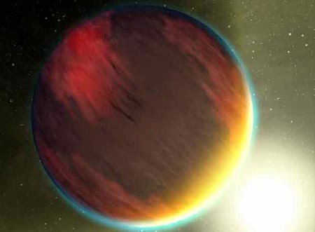 Visi�n art�stica del Planeta 209458b alias Osiris un gigante gaseoso que gira alrededor de la estrella 209458 cada 3 d�as y medio