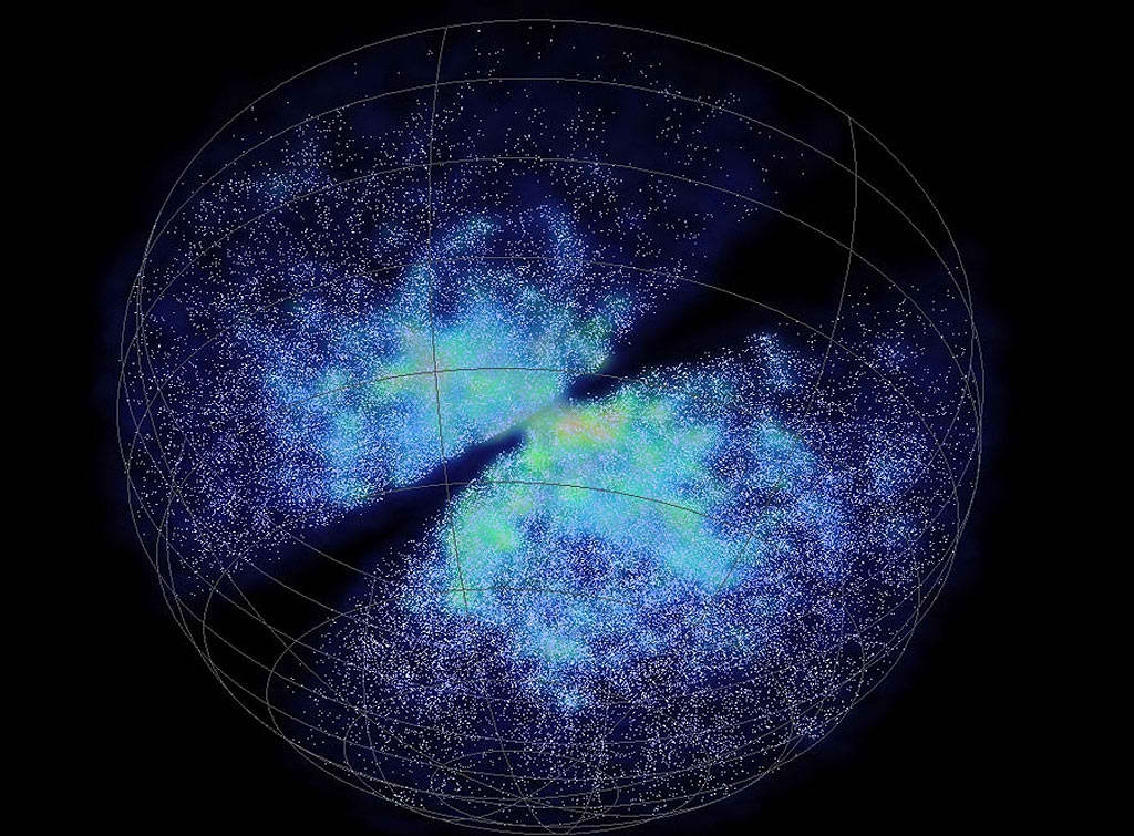 Mapa del universo cercano mostrando las galaxias más cercanas a la nuestra. Imagen: Chris Fluke / Centre for Antrophysics and Superconducting