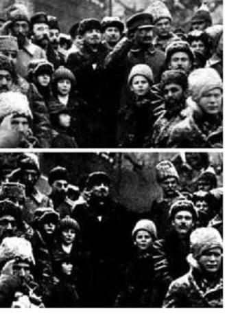 Foto alterada quÃ­micamente: Lenin y Trostky. Y Lenin sin Trotsky